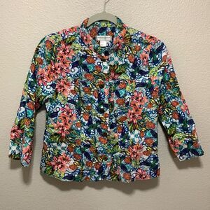 Christopher & Banks Women’s Petite Suit Jacket Size PS Multicolor Floral
